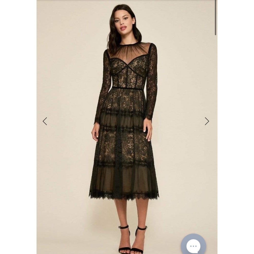 Tadashi Shoji Black Lace Midi Dress